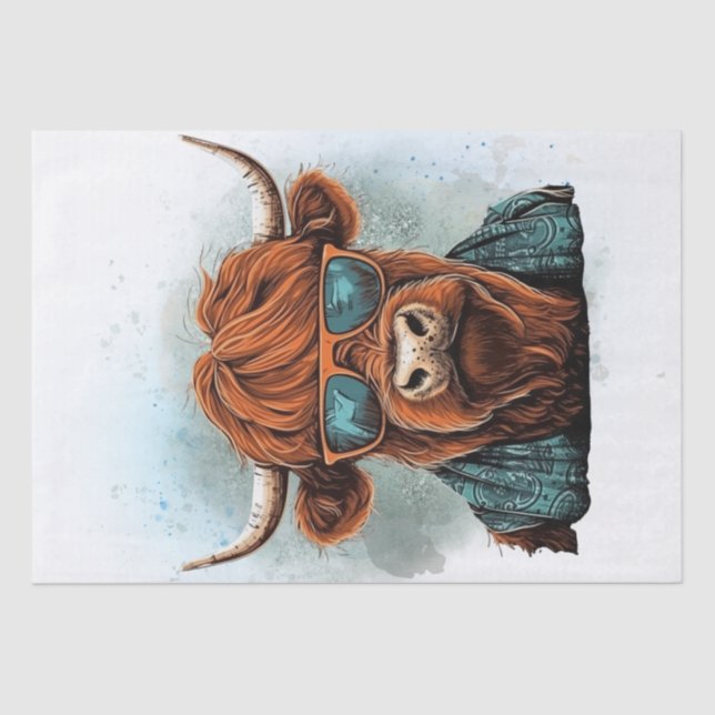 Highland Cow Bro Funny Highland Bull Tissue Paper (Front)