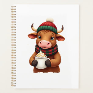 Highland Cow Brushstroke Christmas T-Shirt (2) Planner