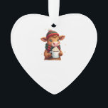 Highland Cow Brushstroke Christmas T-Shirt (4) Ornament<br><div class="desc">Highland Cow Brushstroke Christmas T-Shirt (4)</div>