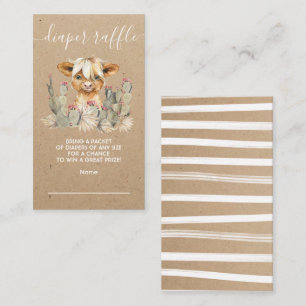 Highland cow cactus Diaper Raffle Card