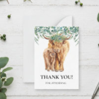 Highland Cow Calf Baby Shower Eucalyptus Thank you