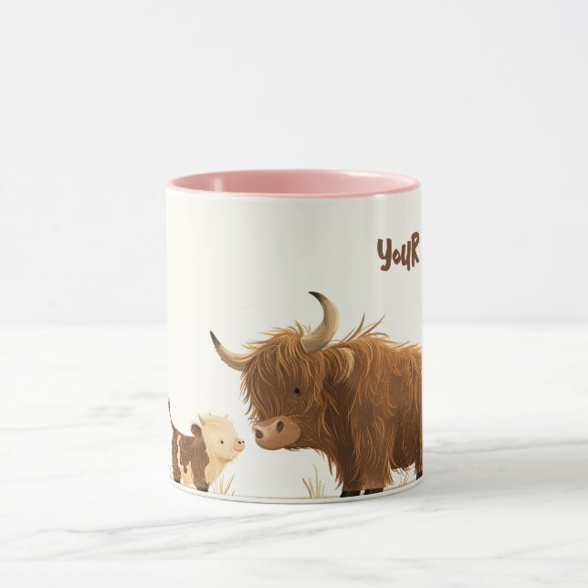Highland Cow& Calf Best Mum Ever Mother's Day  Mug (Center)