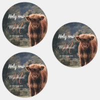 Highland cow calf monogram first birthday party
