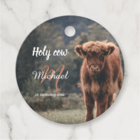 Highland cow calf monogram first birthday party