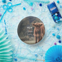 Highland cow calf monogram first birthday party