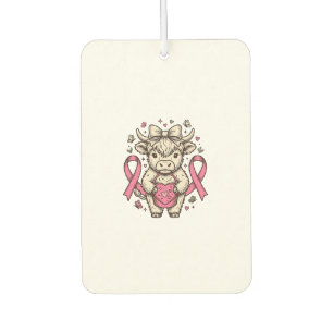 Highland Cow Cancer Awareness Ribbon Cute Calf Des Car Air Freshener