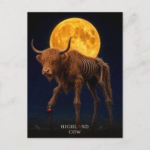 Highland Cow Cane gothic Surreal Postcard
