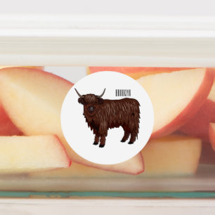 Highland cow cartoon illustration