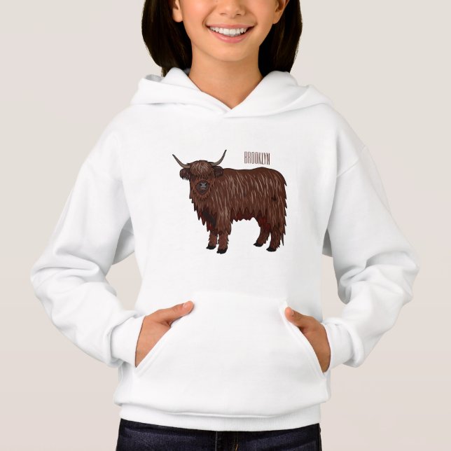 Highland cow cartoon illustration  (Front)