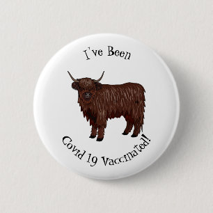 Highland cow cartoon illustration 6 cm round badge