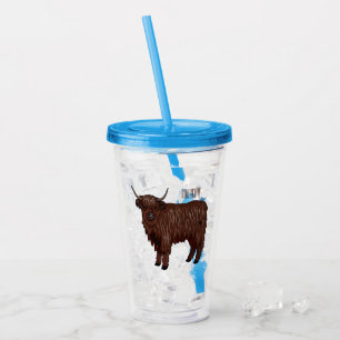 Highland cow cartoon illustration  acrylic tumbler