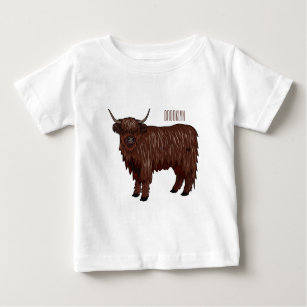 Highland cow cartoon illustration  baby T-Shirt