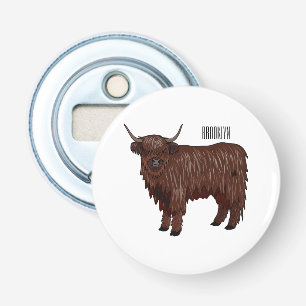 Highland cow cartoon illustration bottle opener