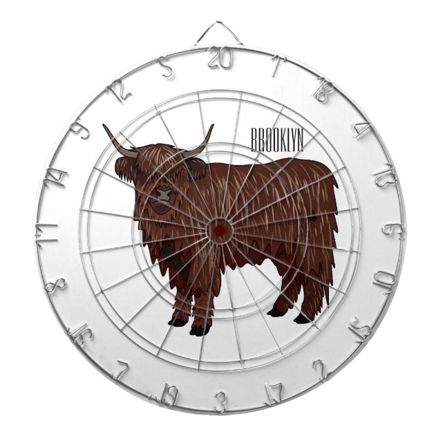 Highland cow cartoon illustration  dartboard (Front)