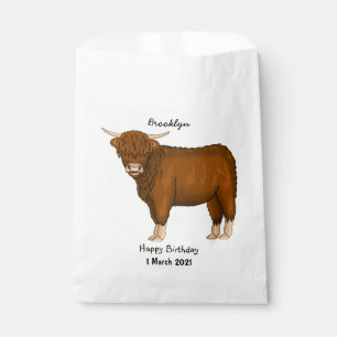 Highland cow cartoon illustration favour bags