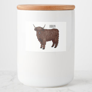 Highland cow cartoon illustration food label