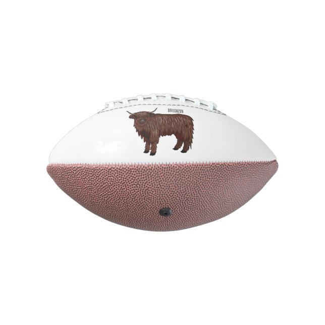 Highland cow cartoon illustration  football (Rotated 270)