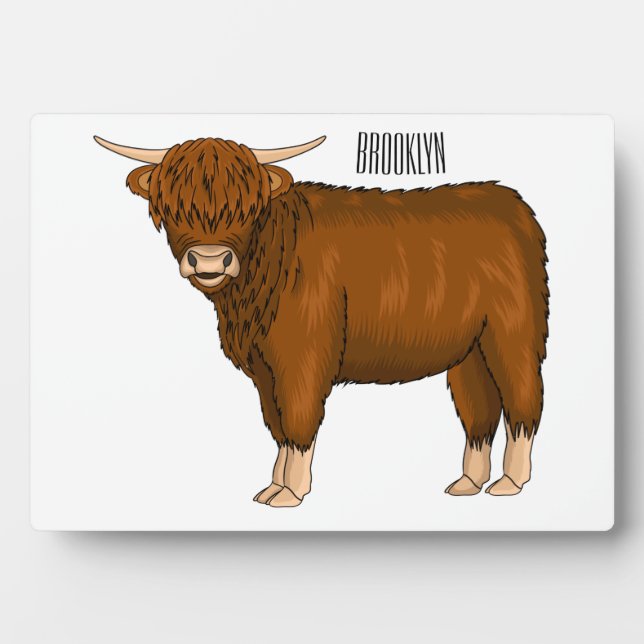 Highland cow cartoon illustration plaque (Front)