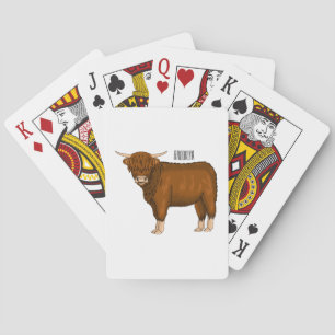 Highland cow cartoon illustration playing cards