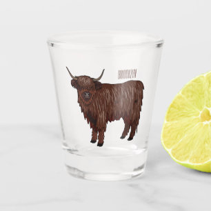 Highland cow cartoon illustration  shot glass