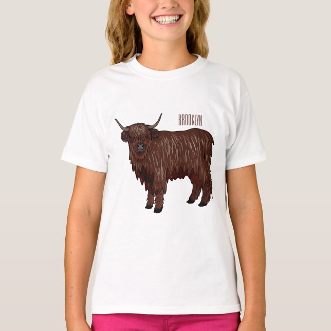 Highland cow cartoon illustration  T-Shirt (Front)