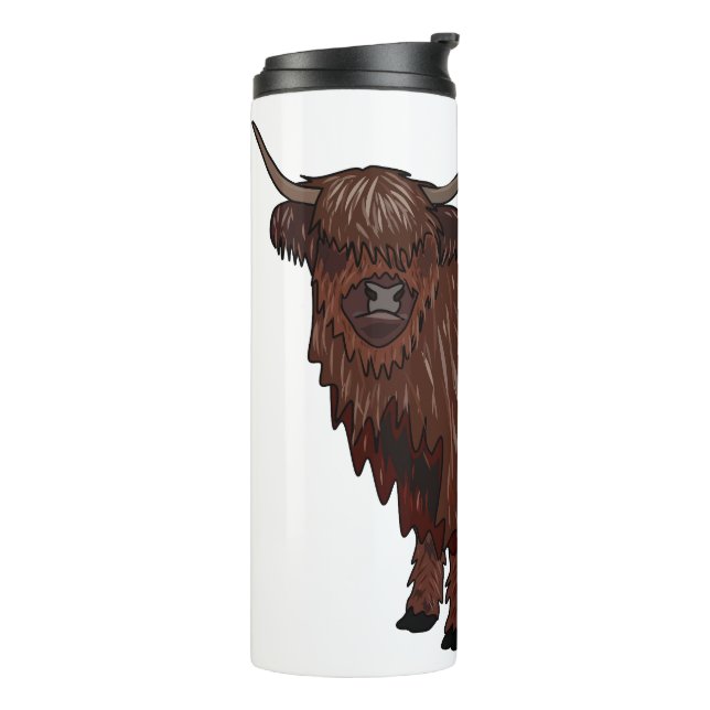 Highland cow cartoon illustration  thermal tumbler (Rotated Left)