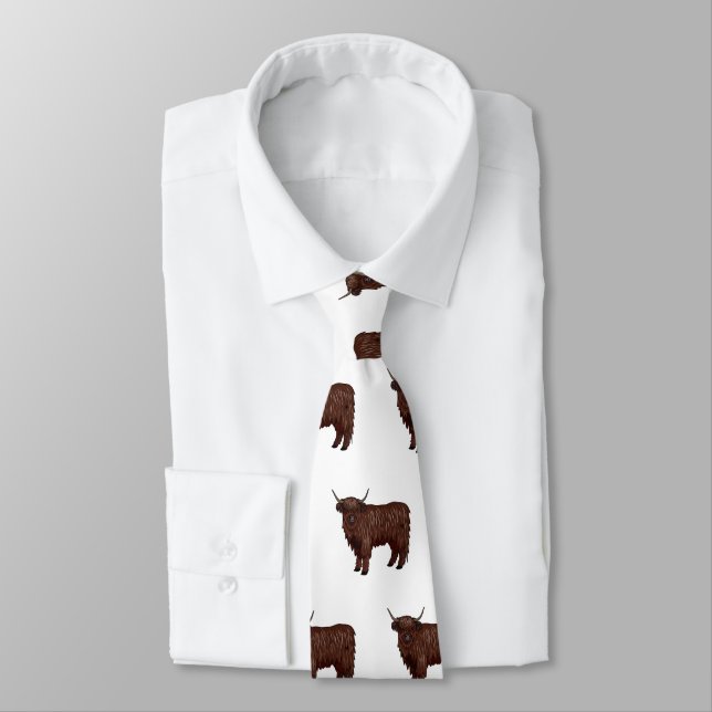 Highland cow cartoon illustration  tie (Tied)