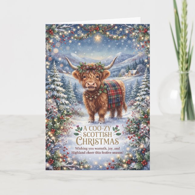 Highland Cow Christmas Blessing Card (Front)