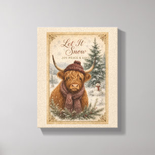 Highland Cow Christmas Canvas Print