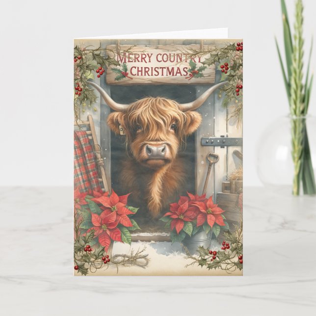 Highland Cow Christmas  Card (Front)