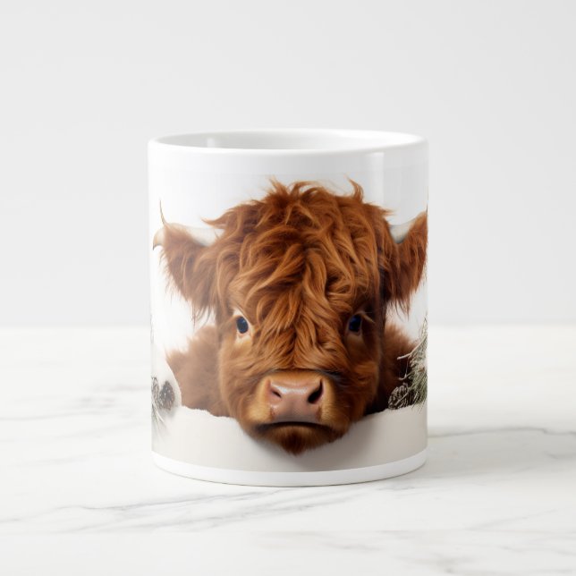 Highland Cow Christmas  Large Coffee Mug (Front)