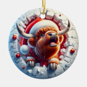 Highland Cow Christmas Ornament