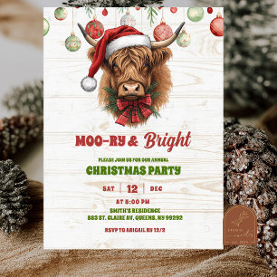Highland cow christmas party invitation