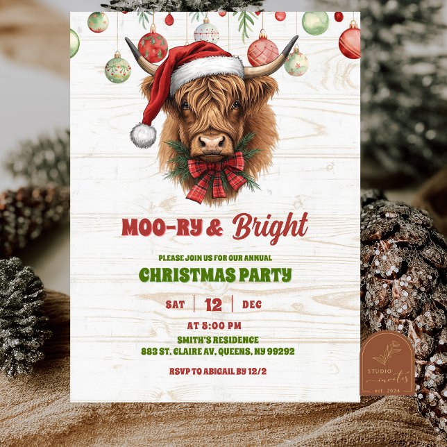 Highland cow christmas party invitation (Creator Uploaded)