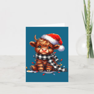 Highland Cow Christmas Santa Hat Mooey Xmas Heifer Card