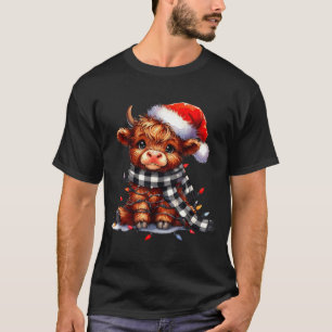 Highland Cow Christmas Santa Hat Mooey Xmas Heifer T-Shirt
