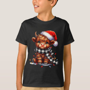 Highland Cow Christmas Santa Hat Mooey Xmas Heifer T-Shirt