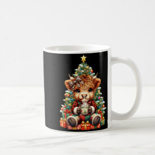 Highland Cow Christmas Tree Cute Heifer Cow Mooey  Coffee Mug