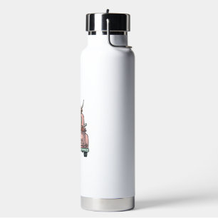 Highland Cow Christmas Truck Vintage Engraving Shi Water Bottle