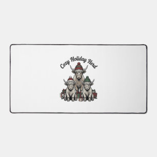 Highland Cow Christmas Vintage Holiday Herd Art Desk Mat