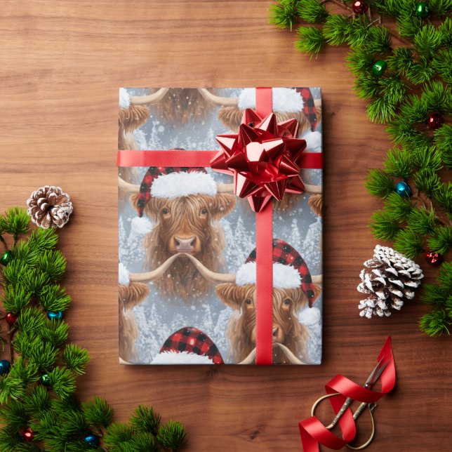 Highland Cow Christmas Wrapping Paper  Cozy Rustic (Holiday Gift)