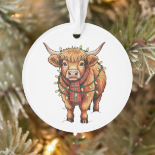 Highland Cow Christmas Xmas Santa Baby Wooly Farm Ornament
