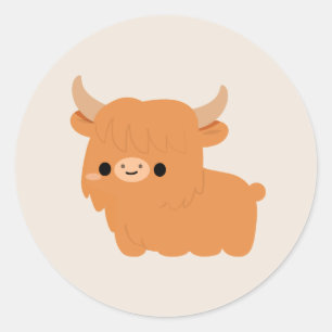 Highland Cow Classic Round Sticker