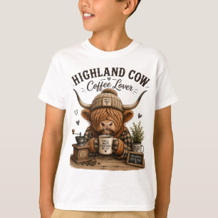 Highland Cow Coffee Lover Vintage Aesthetic Graphi T-Shirt
