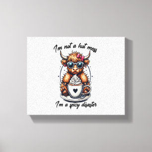 Highland Cow Coffee Png, Coffee Cow Png Canvas Print
