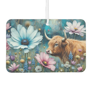 Highland Cow Colourful Cosmos 2 images Car Air Freshener