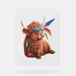 Highland Cow , Cool Cow , Sunglass Acrylic Sign