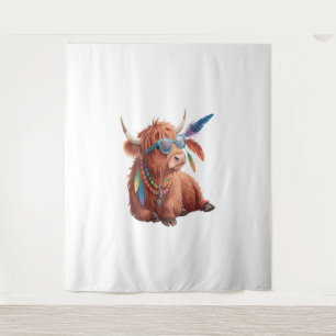 Highland Cow , Cool Cow , Sunglass Tapestry