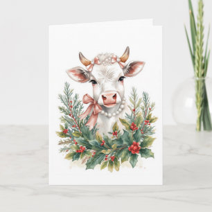 Highland Cow Coquette Christmas Holiday Card