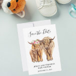 Highland Cow Couples Shower Save the Date<br><div class="desc">This design may be personalised in the area provided by changing the photo and/or text. Or it can be customised by clicking Personalise this Template and then choosing the click to customise further option and delete or change the colour of the background, add text, change the text colour or style,...</div>